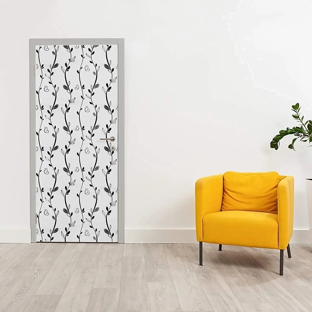 Black Floral Peel and Stick Wallpaper Black Vine Butterfly Self-Adhesive Wallpaper Removable Modern Stick and Peel Contact Paper