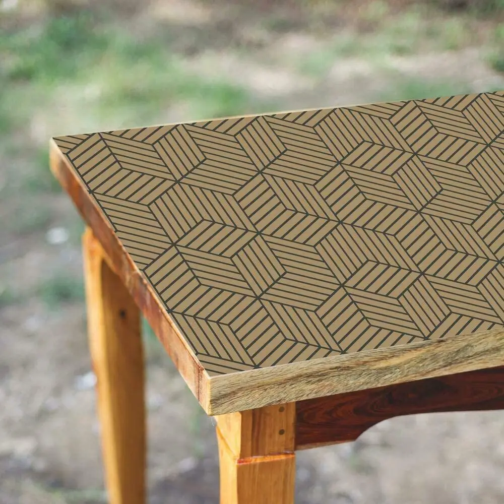 HaoHome Black & Brown Striped Hexagon Peel and Stick Wallpaper Black Stripes Self Adhesive Wallpaper for Bedroom Wall Decor