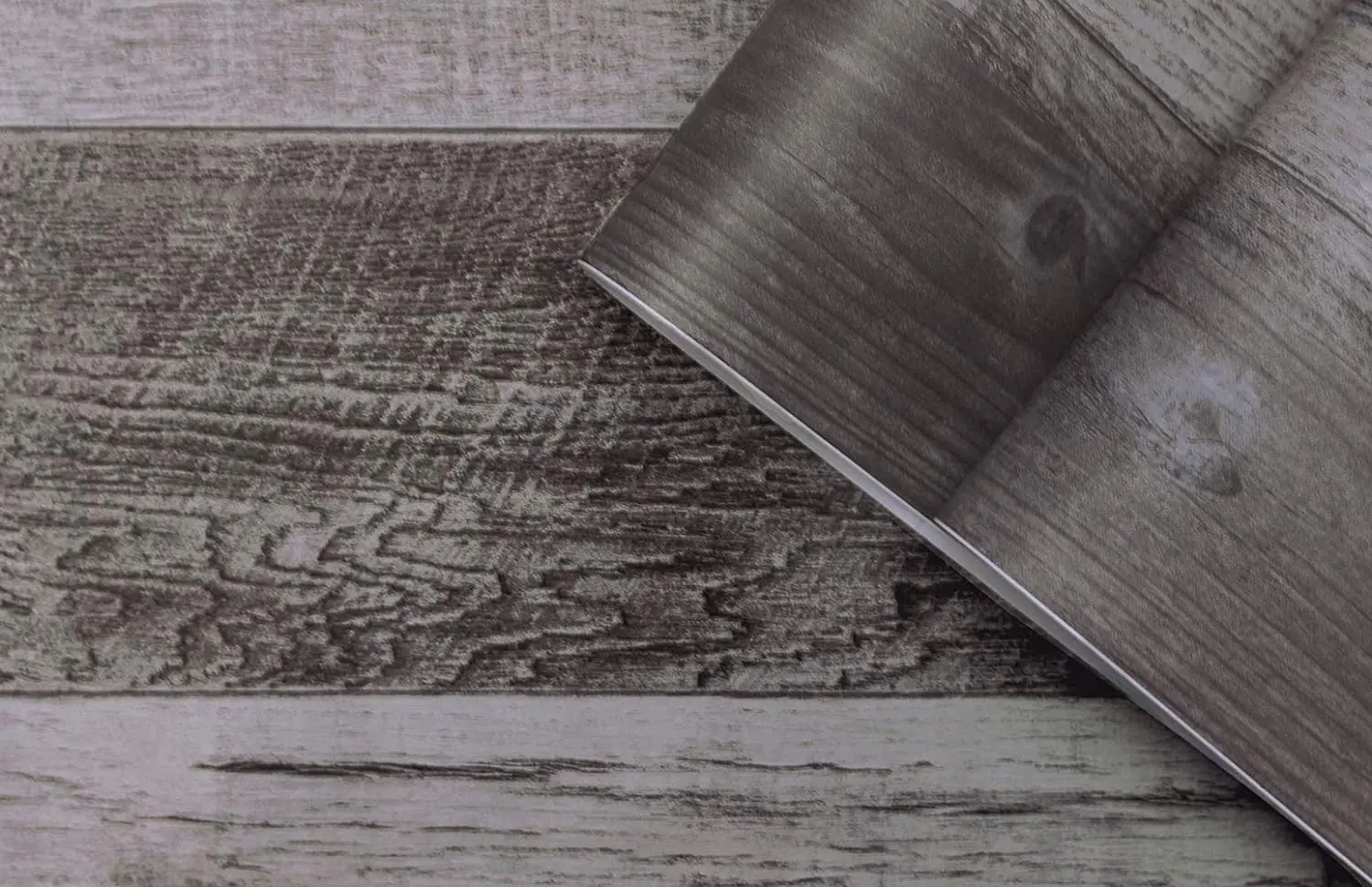 HaoHome Peel and Stick Wood Plank Wallpaper Taupe Vinyl Self-Adhesive Faux Wood Contact Paper For Home Decor