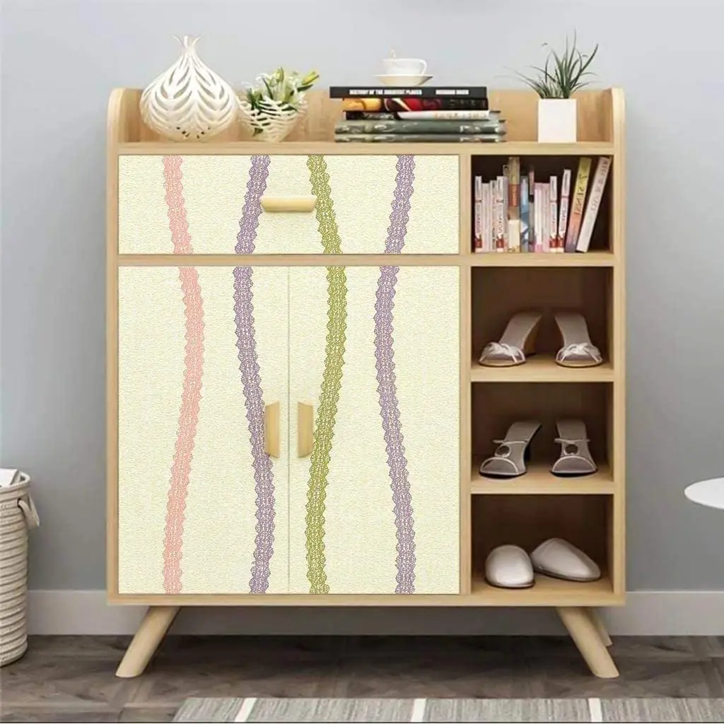 Multi Color Stripes Self Adhesive Wallpaper Peel and Stick Contact Paper Removavble Wall Covering Drawer Shelf Liner Stick Paper