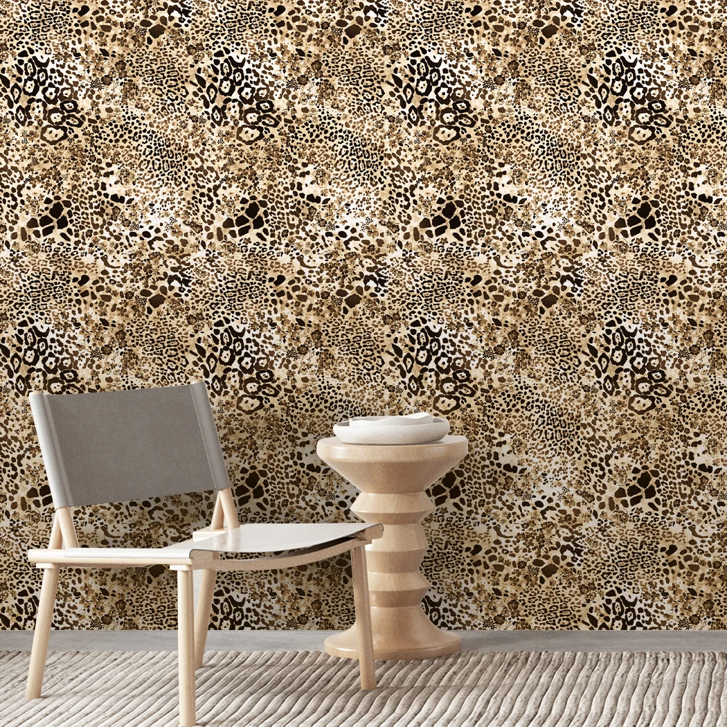 Tiger Skin Texture Self Adhesive Wallpaper Brown Removable Peel and Stick Animal Wall Paper Roll for Bedroom Living Room Decor