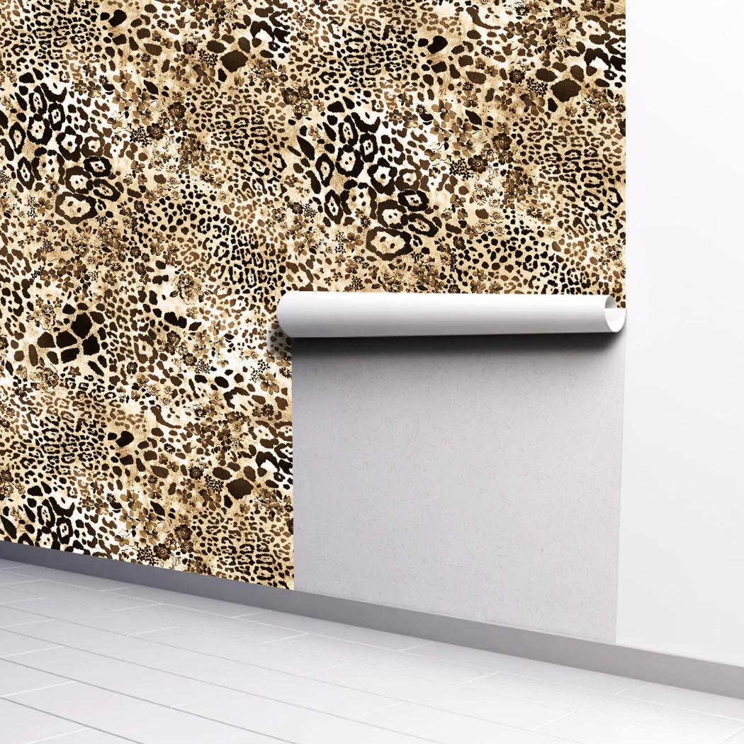Tiger Skin Texture Self Adhesive Wallpaper Brown Removable Peel and Stick Animal Wall Paper Roll for Bedroom Living Room Decor