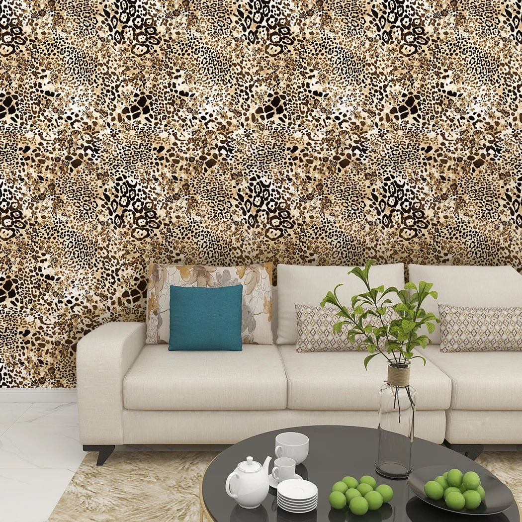 Tiger Skin Texture Self Adhesive Wallpaper Brown Removable Peel and Stick Animal Wall Paper Roll for Bedroom Living Room Decor