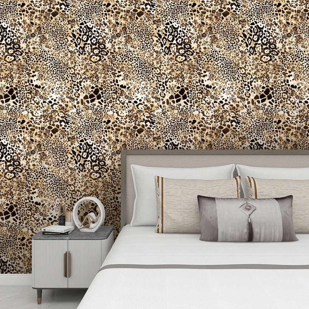 Tiger Skin Texture Self Adhesive Wallpaper Brown Removable Peel and Stick Animal Wall Paper Roll for Bedroom Living Room Decor