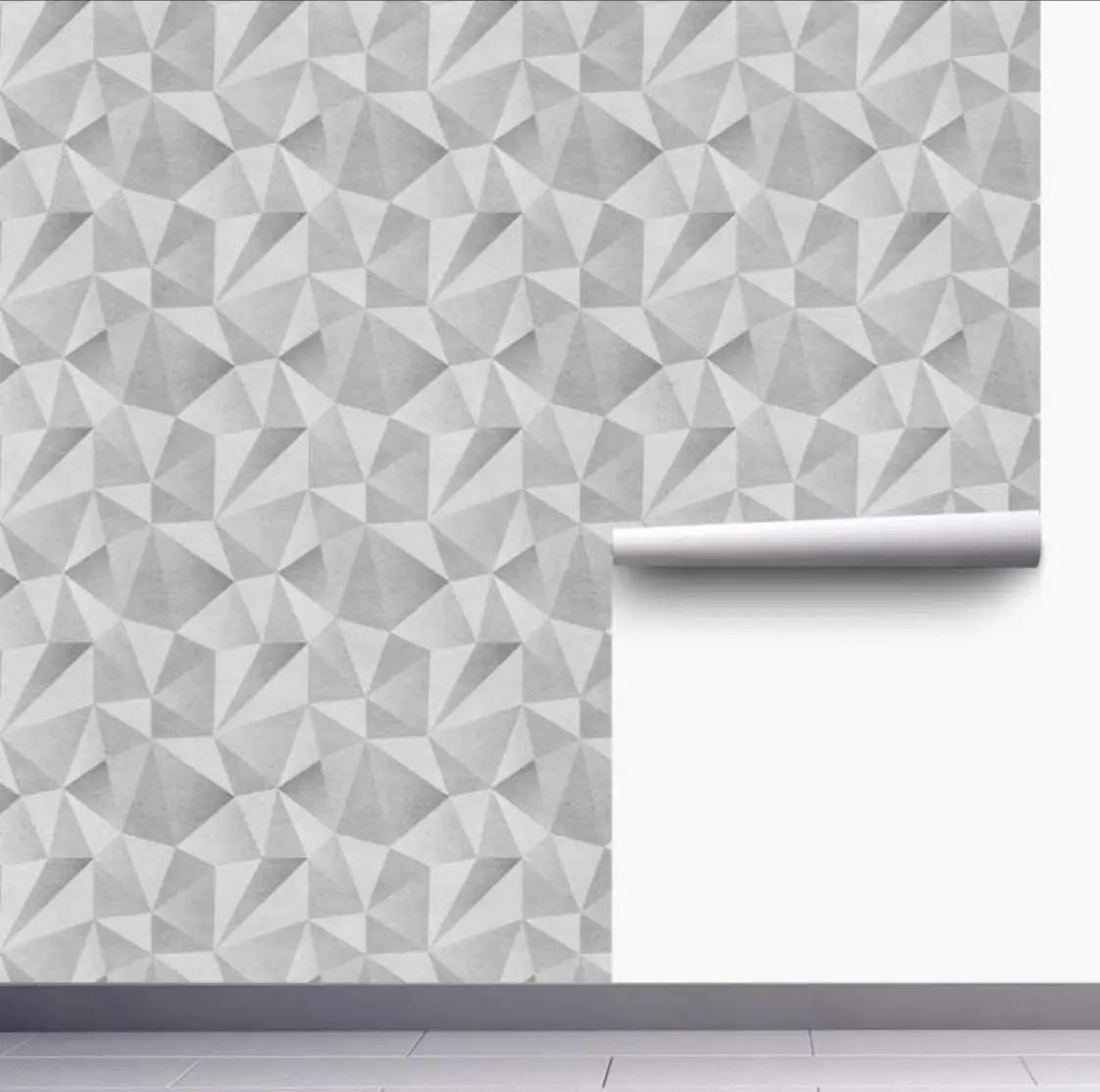 Light & Dark Tetrahedron Stitching Removable Vinyl Self Adhesive Wallpaper Modern Geometric Triangle Peel and Stick Wallpaper