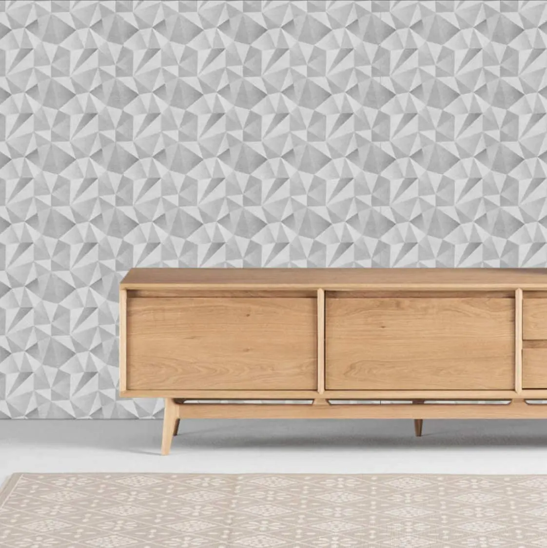 Light & Dark Tetrahedron Stitching Removable Vinyl Self Adhesive Wallpaper Modern Geometric Triangle Peel and Stick Wallpaper