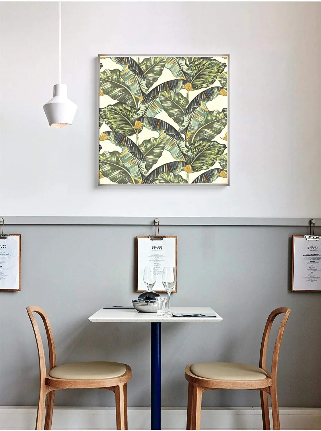 Green Leaf Peel and Stick Wallpaper Handpainting Palm Trees Self Adhesive Prepasted Wallpaper Waterproof Thicken Wall Mural