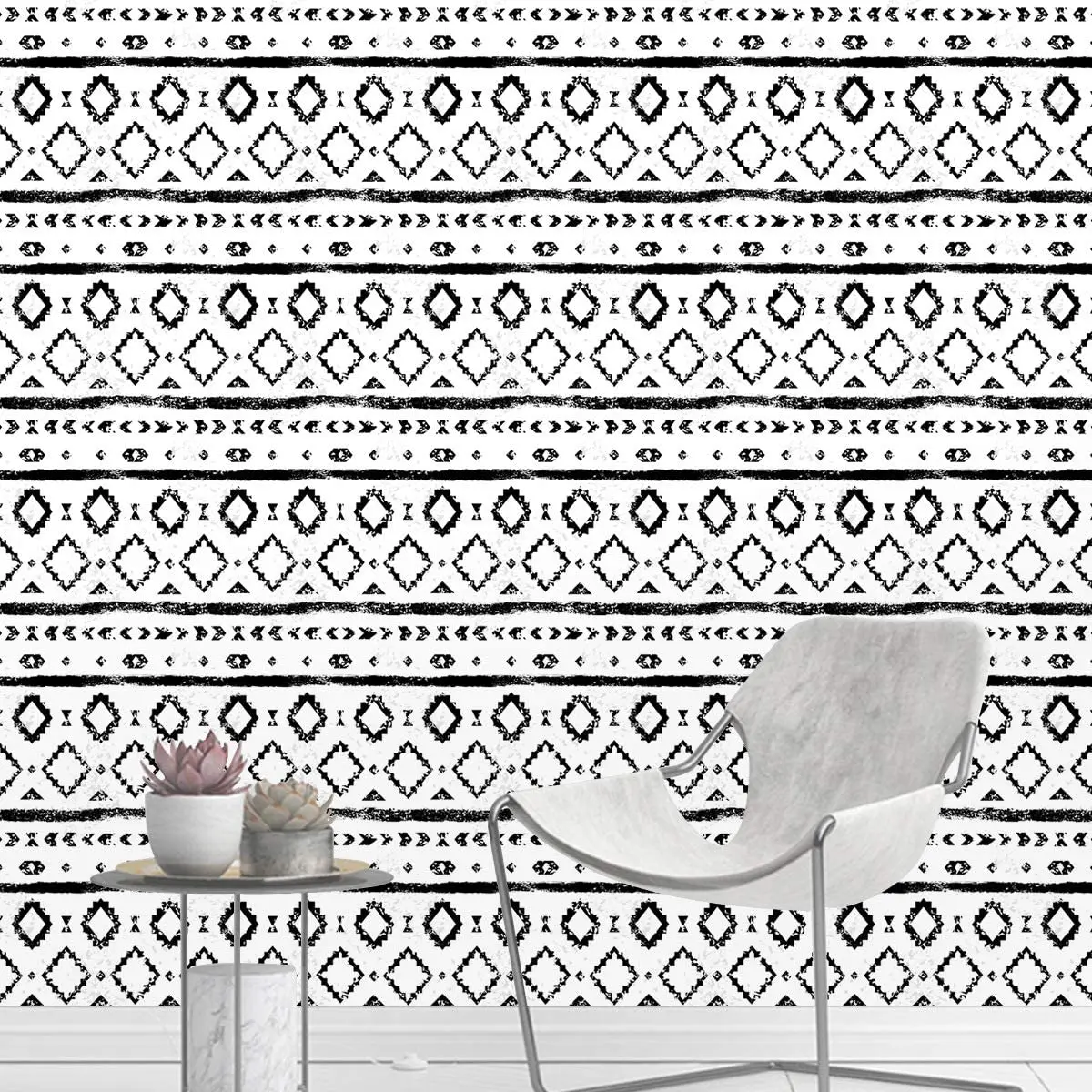 HaoHome Modern Geometric Peel and Stick Wallpaper Black and White Self-Adhesive Removable Wall Decor for Home Bedroom Cabinets