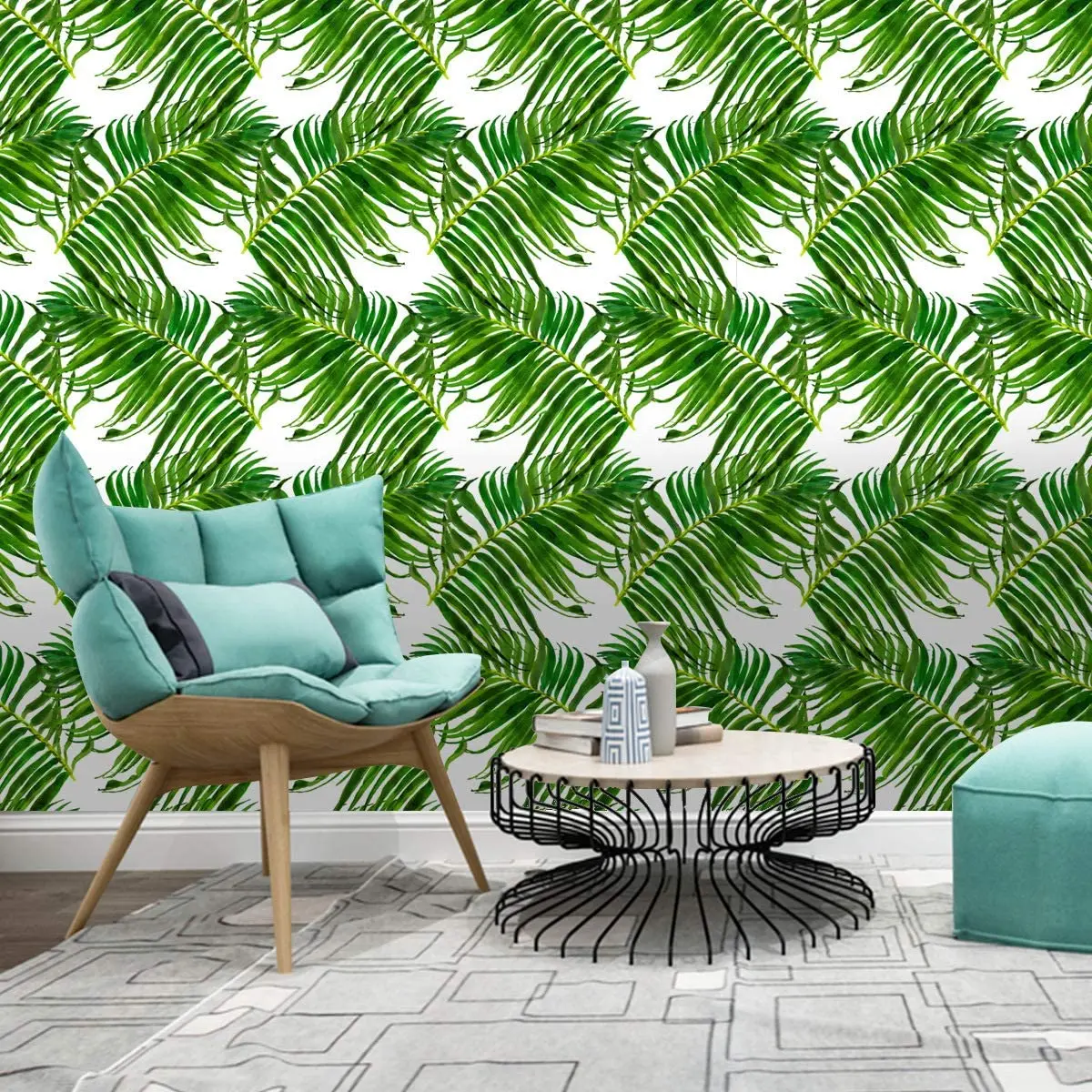 Vintage Tropical Leaves Peel and Stick Wallpaper Self-Adhesive Removable Wall Decor for Home Bedroom Walls Doors Stairs Cabinets