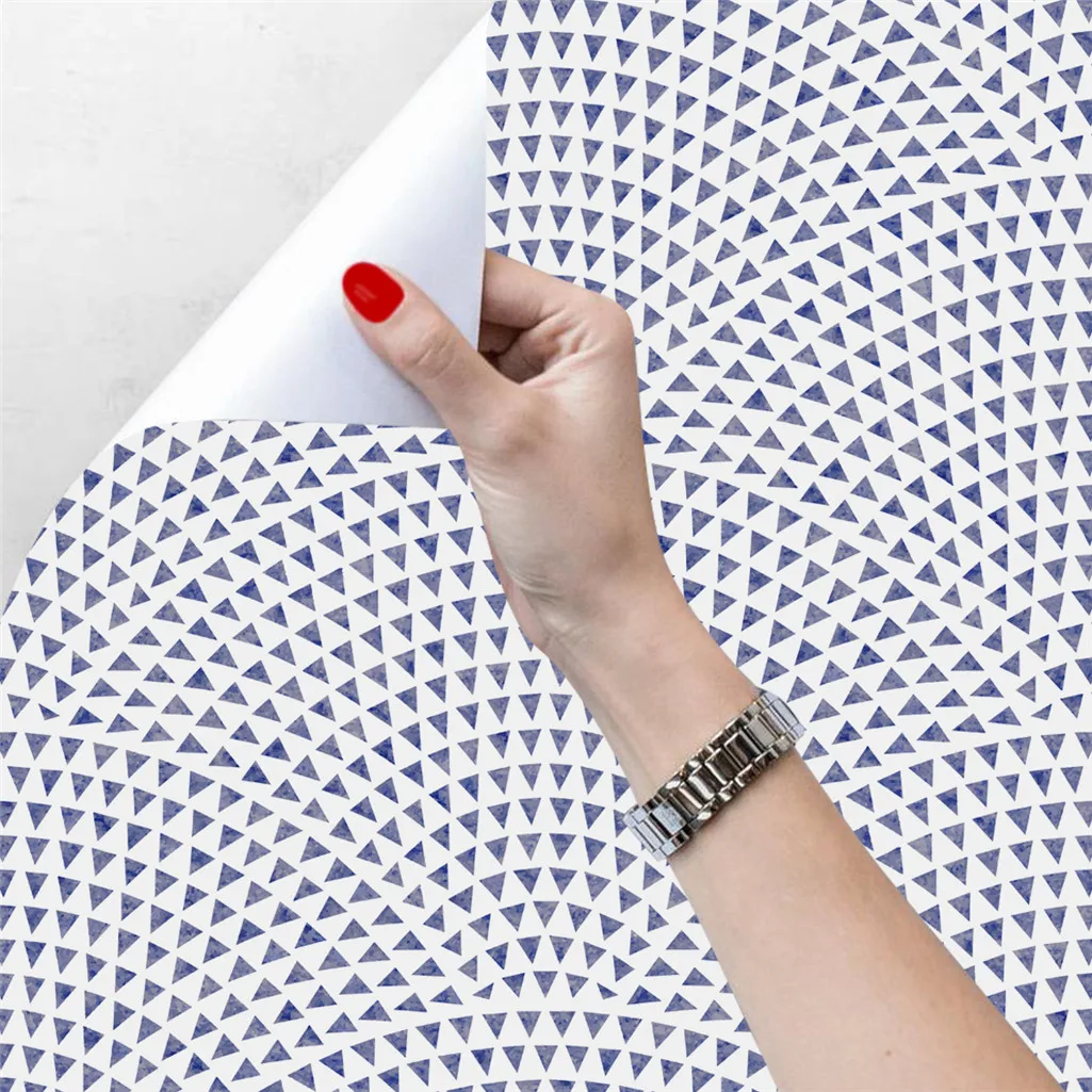 Triangle Self Adhesive Wallpaper Abstract Geometric Peel and Stick Wallpaper Removal Extra Thick Blue Wallpaper Wall Stickers