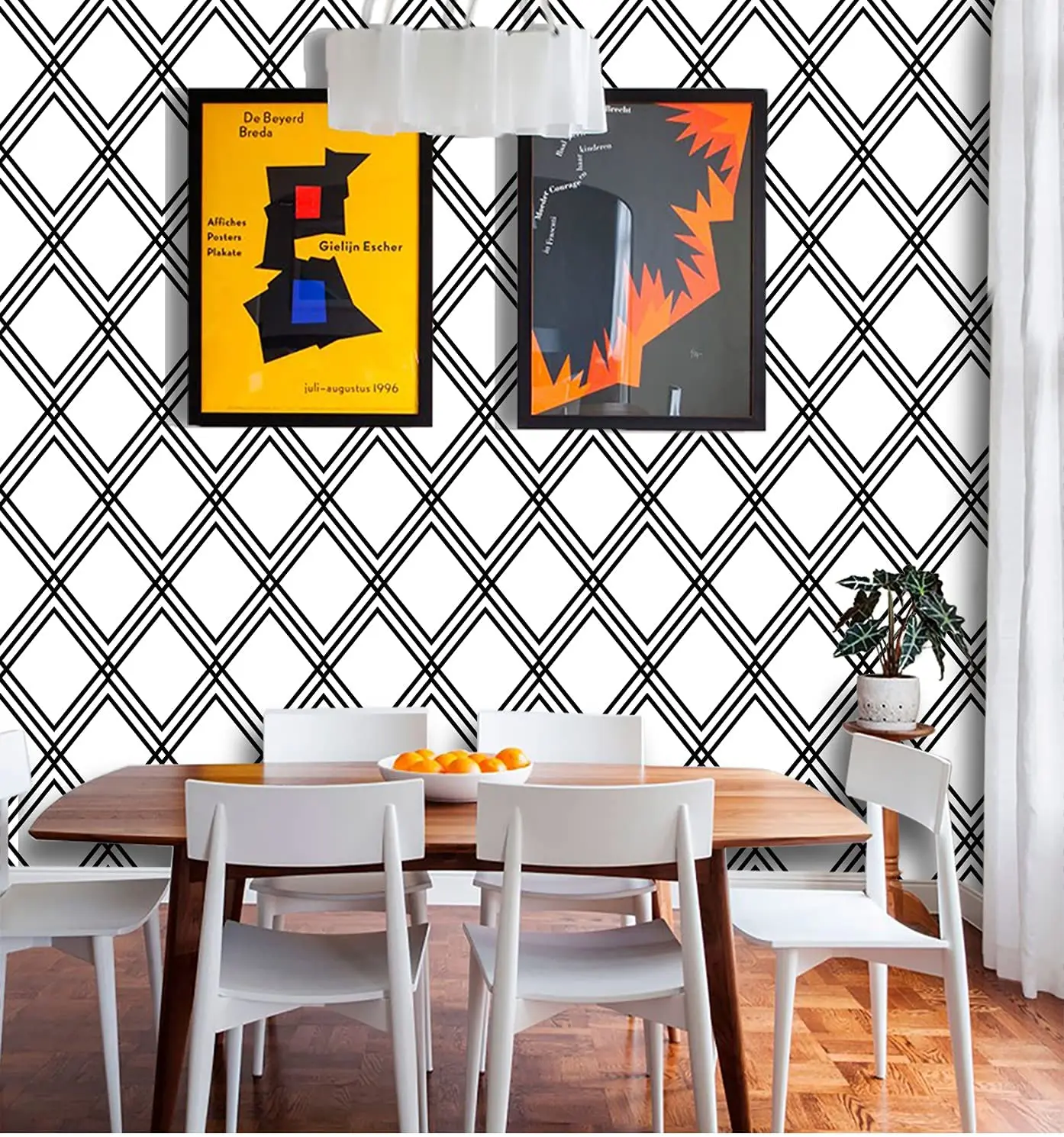 Black and White Rhombus Self Adhesive Wallpaper Removable Hexagon Peel and Stick Contact Paper PVC Waterproof Wallcoverings