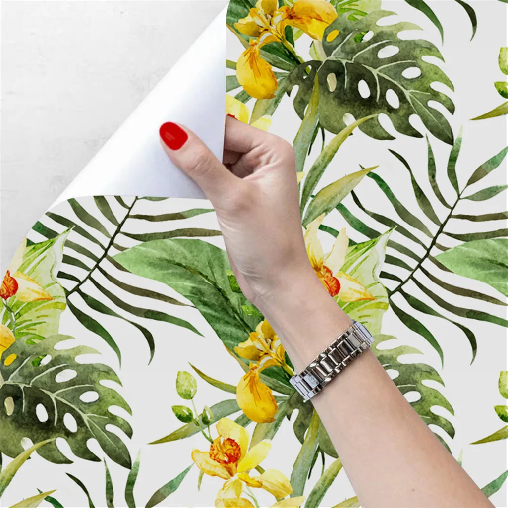 Tropical Palm Peel and Stick Wallpaper Green Leaf Self Adhesive Wallpaper Removable Waterproof Contace Paper for Wall Home Decor