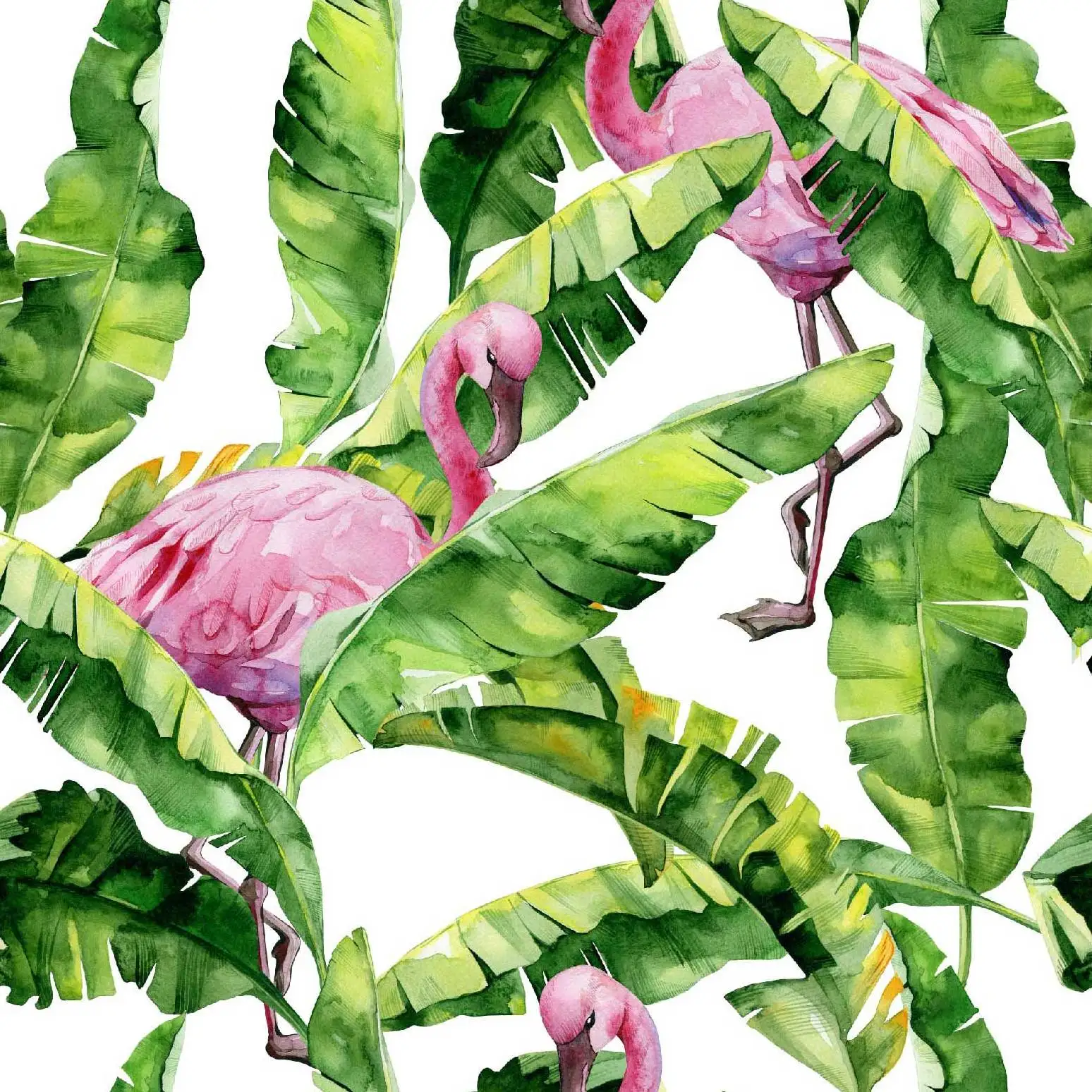 Flamingo Self-Adhesive Wallpaper Palm Tree Flamingo Peel and Stick Wallpaper Green/Pink Vinyl Wallpaper for Wall Decor Film Roll