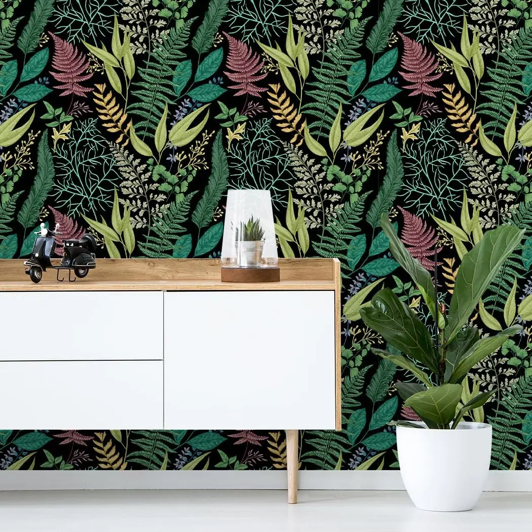 Tropical Rainforest Peel and Stick Wallpaper Green Leaf Self-Adhesive Removable Contact Paper for Wall Covering Wall Decor