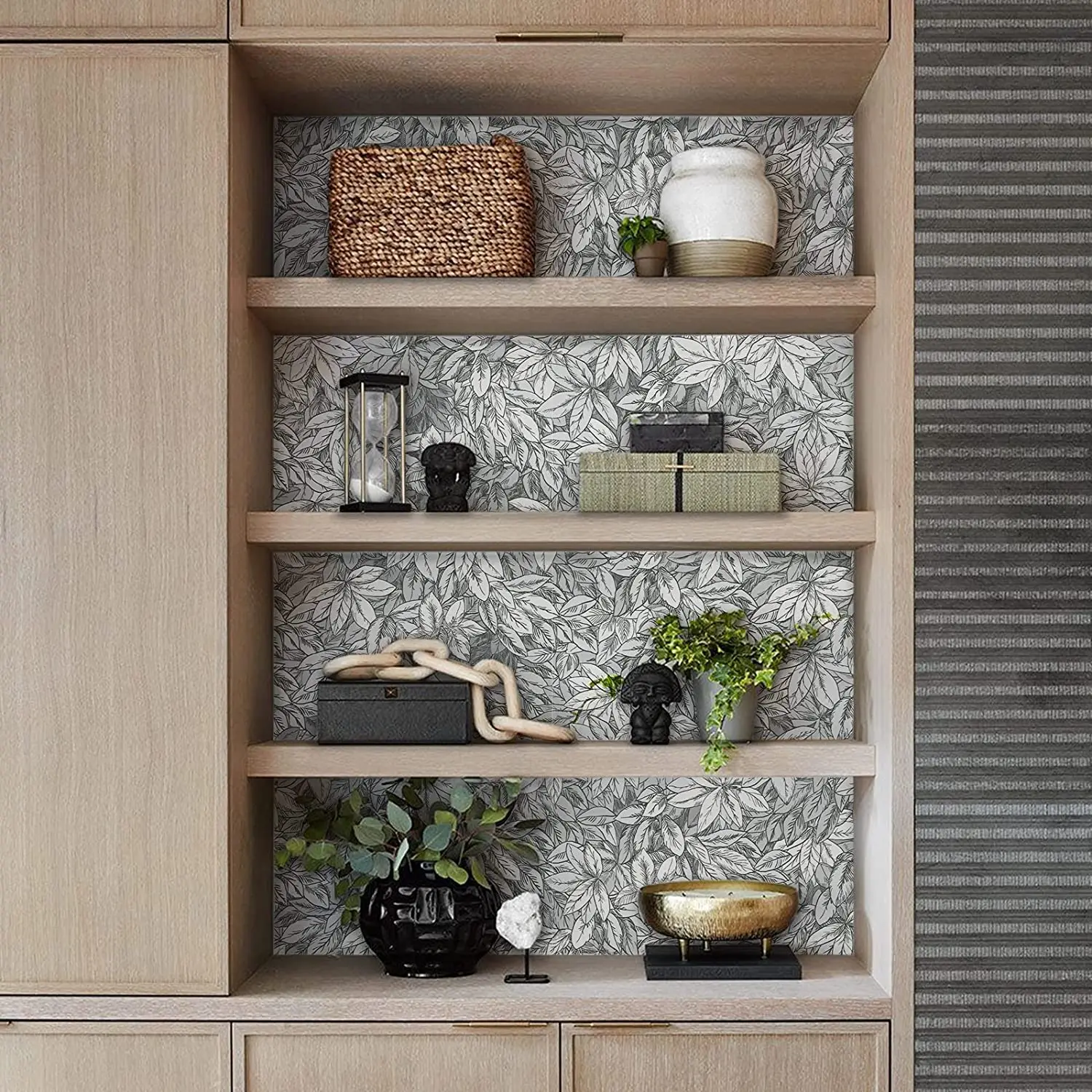 Grey Leaf Peel and Stick Wallpaper Dense Privet Hedge Green Self Adhesive Wallpaper Waterproof Wallpaper for Bedroom Wall Decor