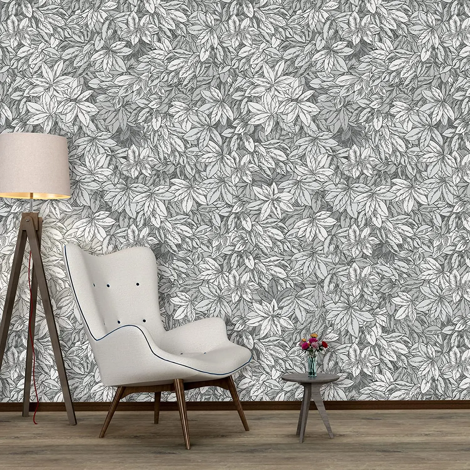 Grey Leaf Peel and Stick Wallpaper Dense Privet Hedge Green Self Adhesive Wallpaper Waterproof Wallpaper for Bedroom Wall Decor