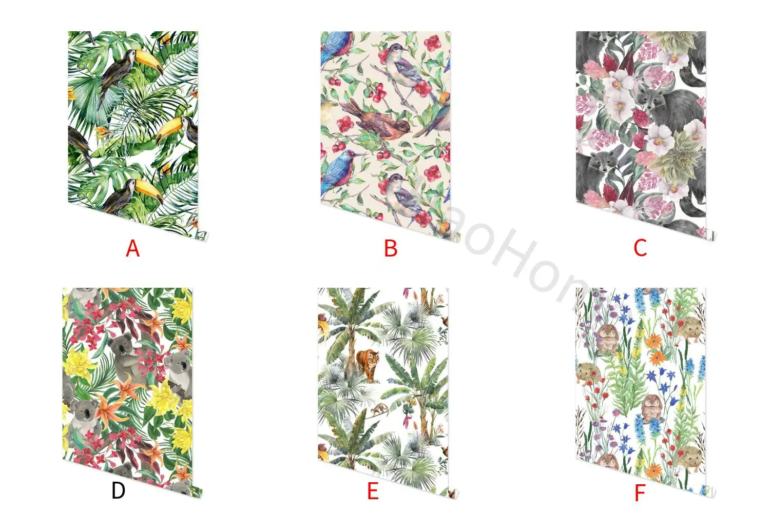 Green Forest Peel and Stick Wallpaper Cute Rabbit Self Adhesive Wallpaper Watercolor Removable Contact Paper for Kids Room