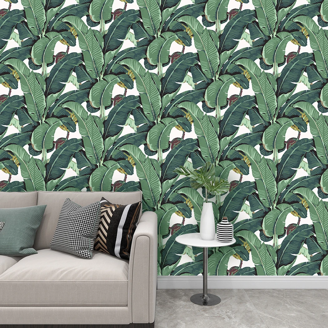 Tropical Palm Leaf Peel and Stick Wallpaper Green Banana Leaves Self Adhesive Wall Paper Removable Contact Paper for Living Room