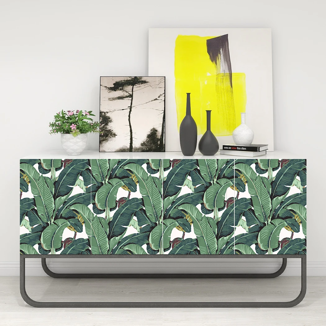 Tropical Palm Leaf Peel and Stick Wallpaper Green Banana Leaves Self Adhesive Wall Paper Removable Contact Paper for Living Room