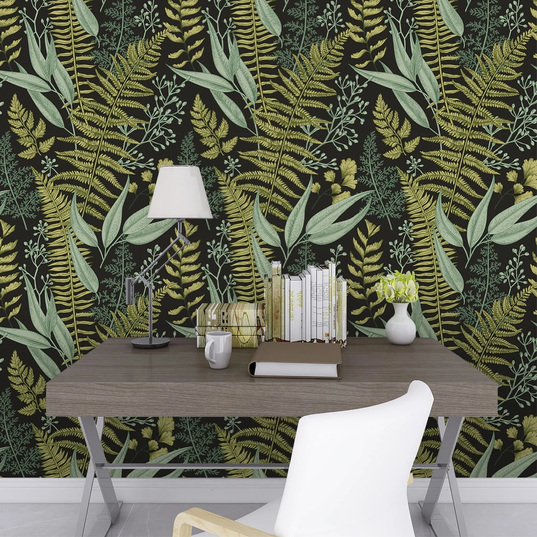 Green Leaf Wallpaper Leaves Peel and Stick Wallpaper Self-Adhesive Removable Contact Paper for Wall Covering Shelf Drawer Liner