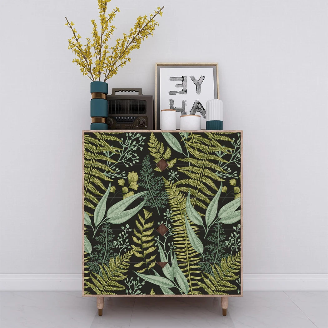 Green Leaf Wallpaper Leaves Peel and Stick Wallpaper Self-Adhesive Removable Contact Paper for Wall Covering Shelf Drawer Liner