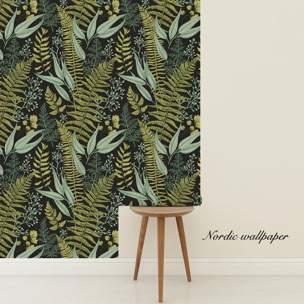 Green Leaf Wallpaper Leaves Peel and Stick Wallpaper Self-Adhesive Removable Contact Paper for Wall Covering Shelf Drawer Liner