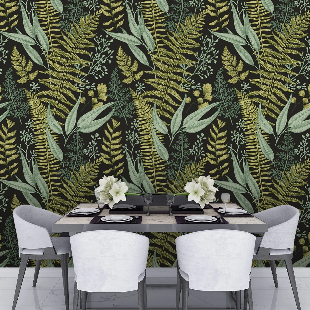 Green Leaf Wallpaper Leaves Peel and Stick Wallpaper Self-Adhesive Removable Contact Paper for Wall Covering Shelf Drawer Liner