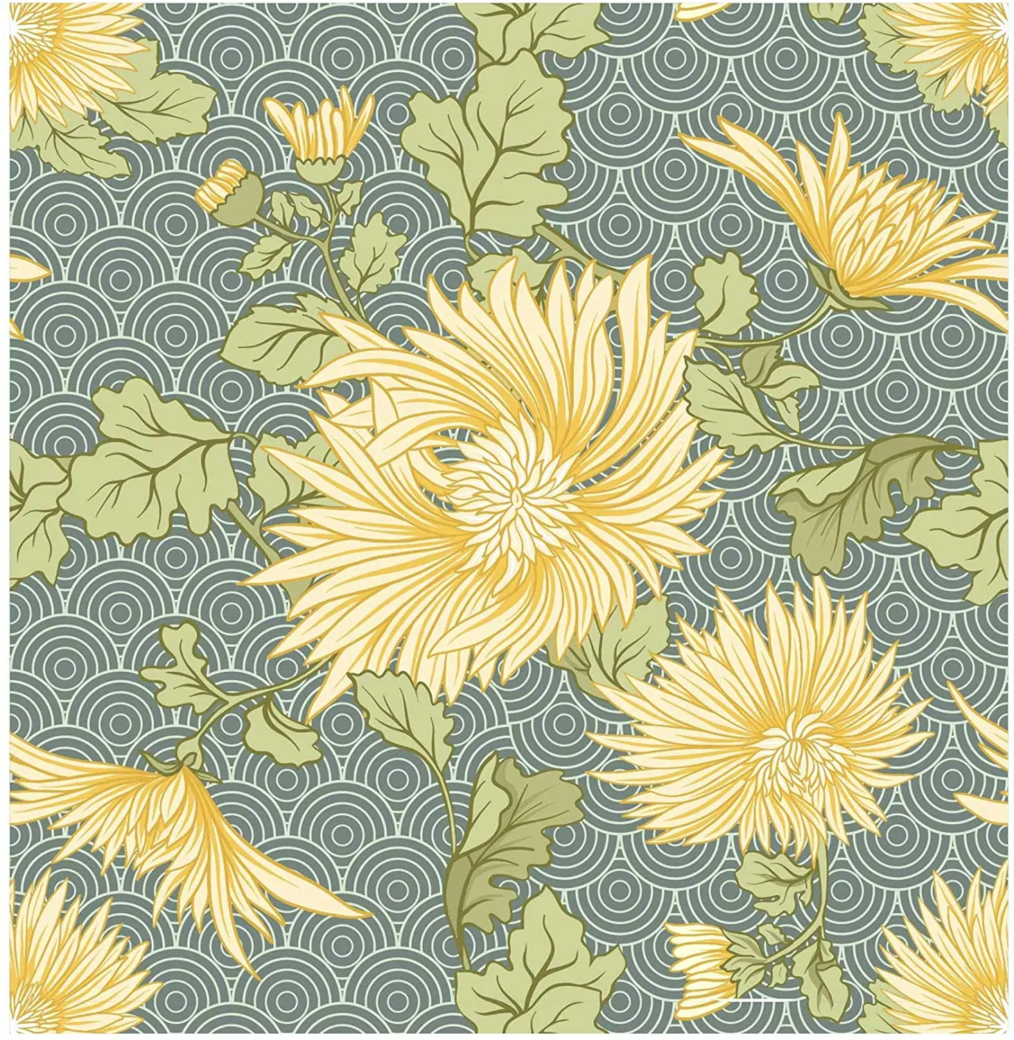 HaoHome Peel and Stick Handpainting Elegant Yellow Daisy Waves Self-Adhesive Prepasted Wallpaper Wall Mural Furniture Stickers HaoHome Peel and Stick Handpainting Elegant Yellow Daisy Waves Self-Adhesive Prepasted Wallpaper Wall Mural Furniture Stickers