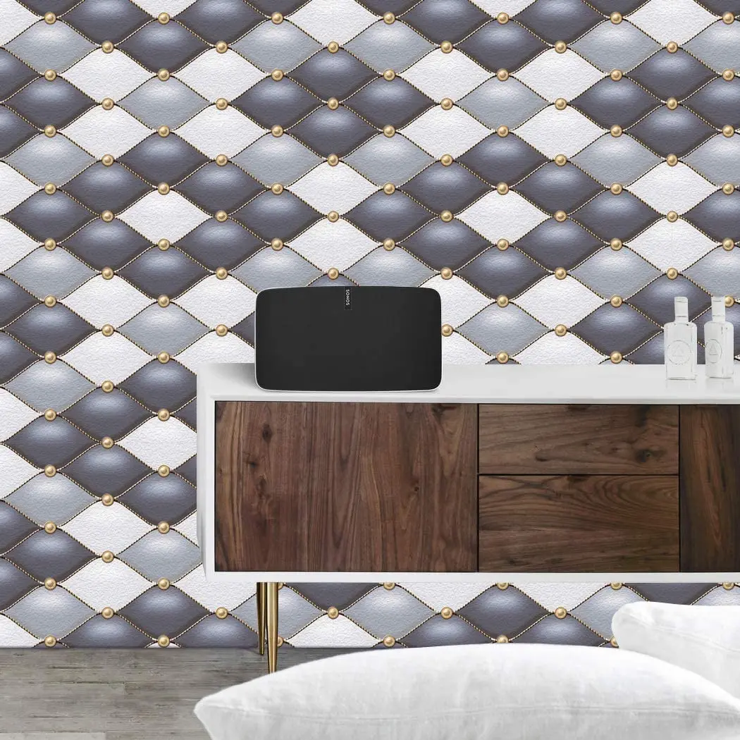 Self-Adhesive Wallpaper Paper for Wall Vinyl Wallpaper Peel & Stick Wallpaper White Gray Black Diamond Pearl Splicing Wallpaper