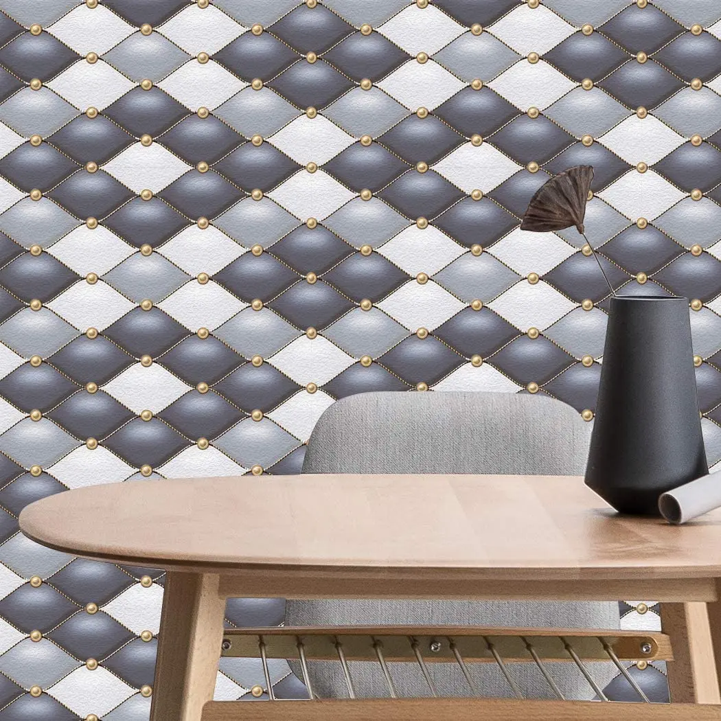 Self-Adhesive Wallpaper Paper for Wall Vinyl Wallpaper Peel & Stick Wallpaper White Gray Black Diamond Pearl Splicing Wallpaper