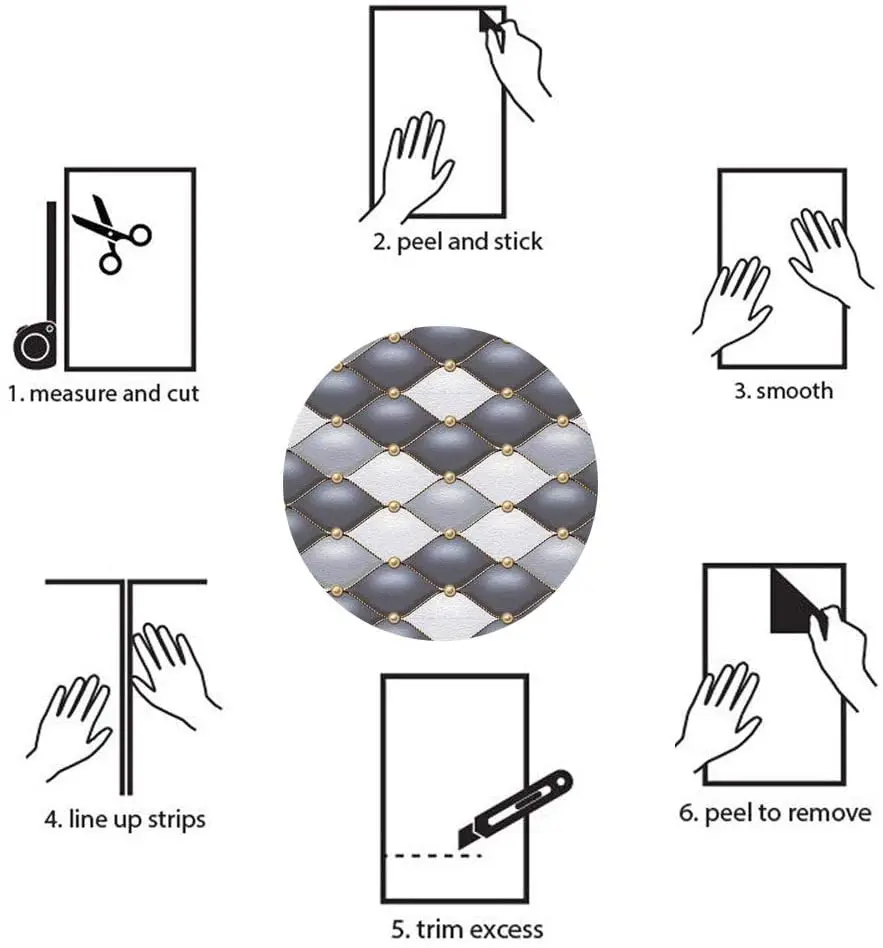 Self-Adhesive Wallpaper Paper for Wall Vinyl Wallpaper Peel & Stick Wallpaper White Gray Black Diamond Pearl Splicing Wallpaper