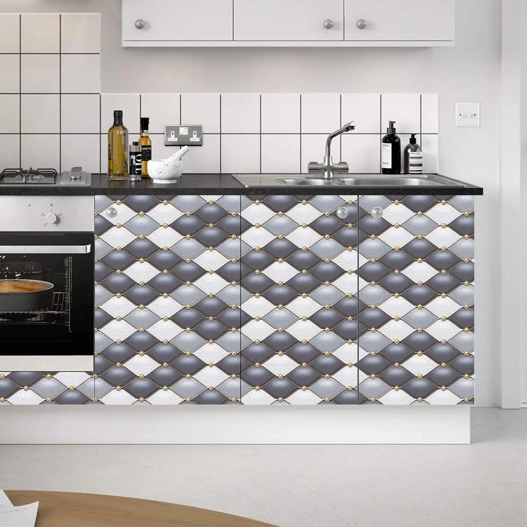 Self-Adhesive Wallpaper Paper for Wall Vinyl Wallpaper Peel & Stick Wallpaper White Gray Black Diamond Pearl Splicing Wallpaper