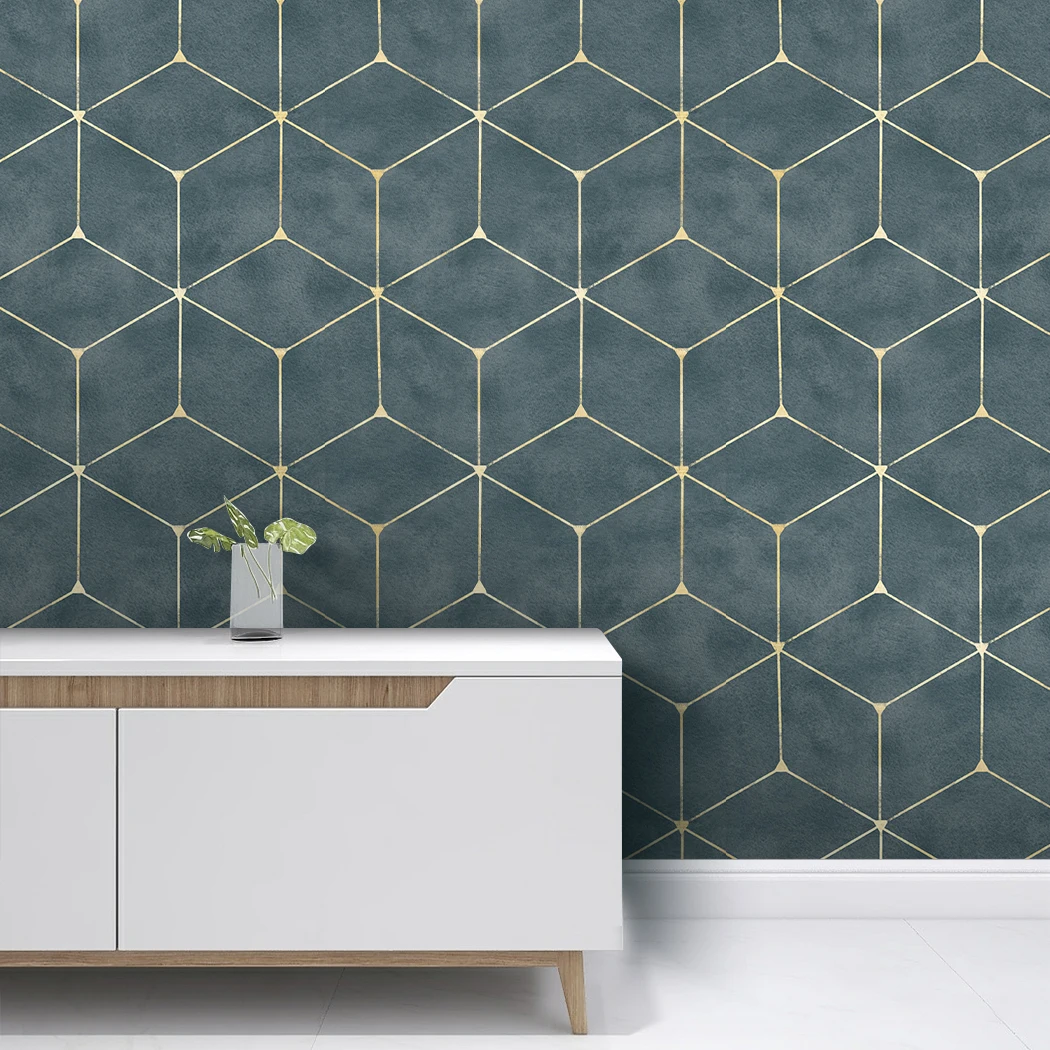 Geometric Stripe Hexagon Peel and Stick Wallpaper Removable Self Adhesive Wallpaper Modern Extra Thicker Vinyl Wall Paper Decor