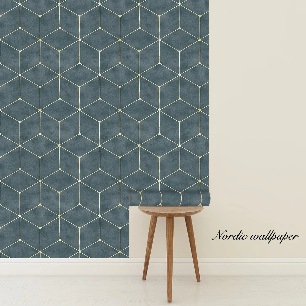 Geometric Stripe Hexagon Peel and Stick Wallpaper Removable Self Adhesive Wallpaper Modern Extra Thicker Vinyl Wall Paper Decor