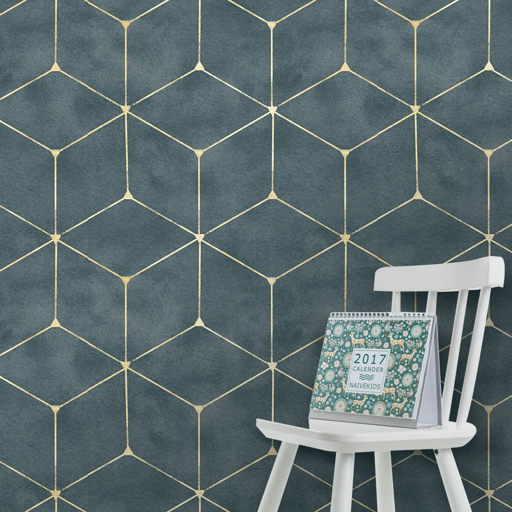 Geometric Stripe Hexagon Peel and Stick Wallpaper Removable Self Adhesive Wallpaper Modern Extra Thicker Vinyl Wall Paper Decor