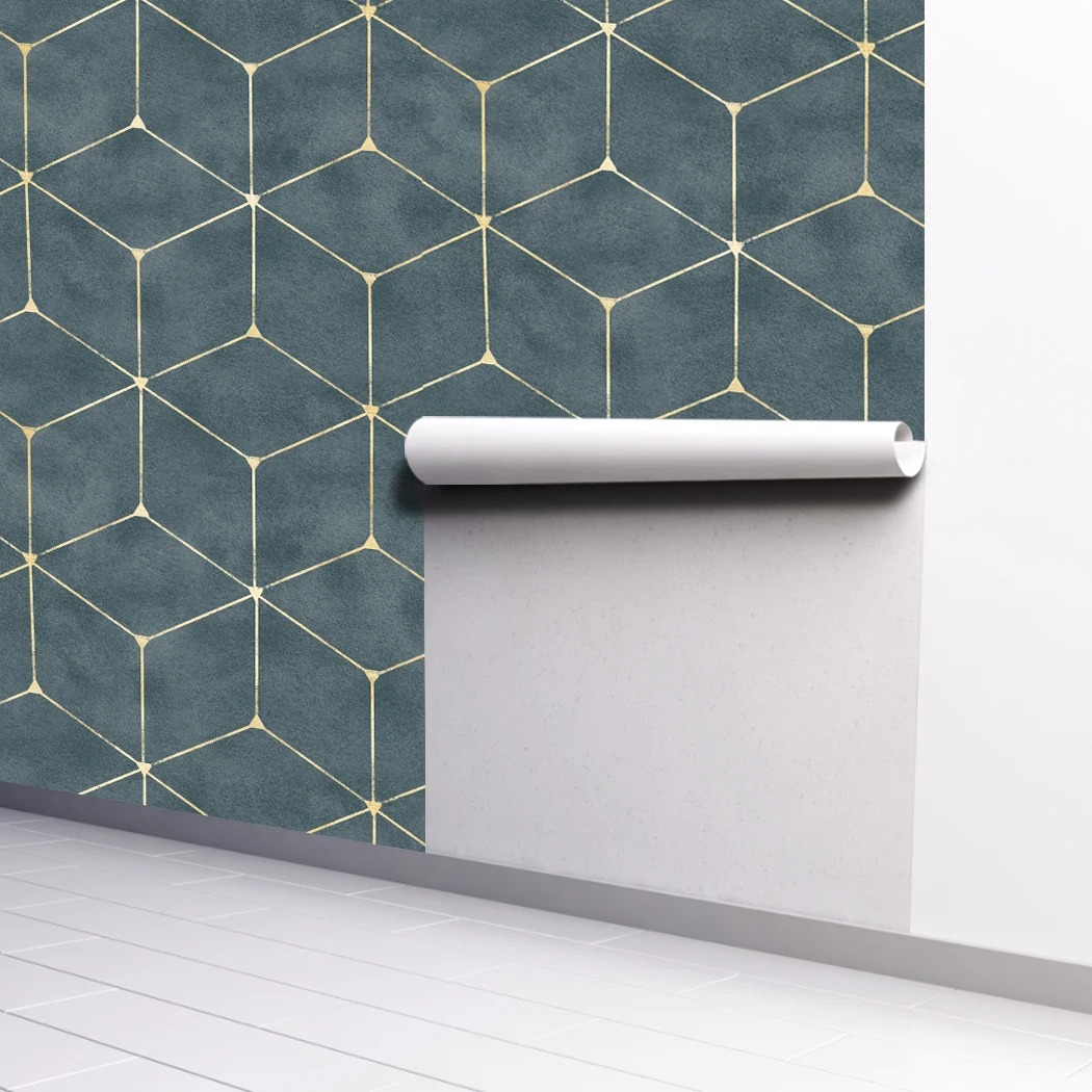 Geometric Stripe Hexagon Peel and Stick Wallpaper Removable Self Adhesive Wallpaper Modern Extra Thicker Vinyl Wall Paper Decor