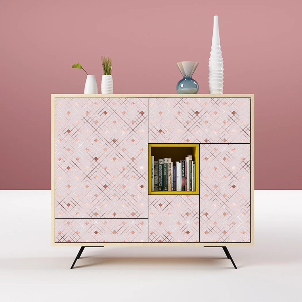 Pink Geometric Self-adhesive Wallpaper Square Pattern Peel and Stick Extra Thick Wallpaper Waterproof Wallcoverings for Home