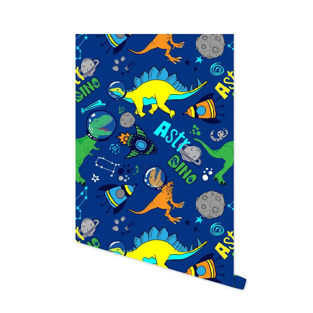 Watercolour Dinosaur Kids Self Adhesive Wallpaper Wall Decals Peel and Stick Removable Wall Stickers for Kids Nursery Bedroom