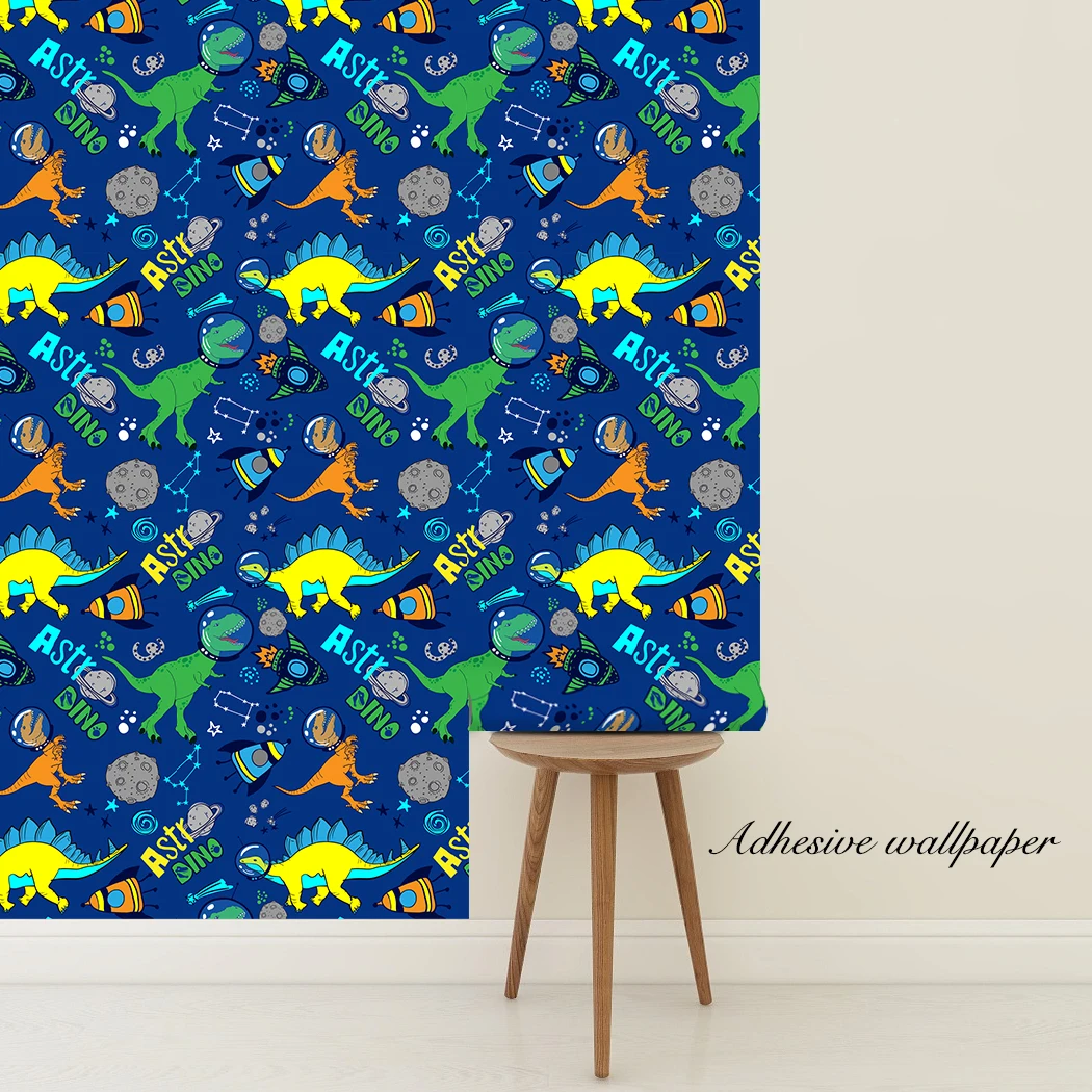Watercolour Dinosaur Kids Self Adhesive Wallpaper Wall Decals Peel and Stick Removable Wall Stickers for Kids Nursery Bedroom