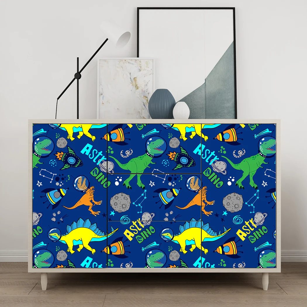 Watercolour Dinosaur Kids Self Adhesive Wallpaper Wall Decals Peel and Stick Removable Wall Stickers for Kids Nursery Bedroom