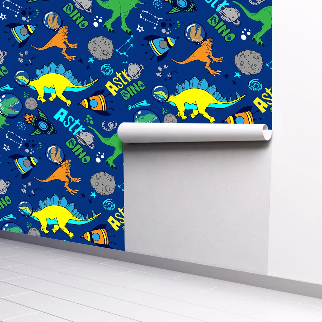 Watercolour Dinosaur Kids Self Adhesive Wallpaper Wall Decals Peel and Stick Removable Wall Stickers for Kids Nursery Bedroom
