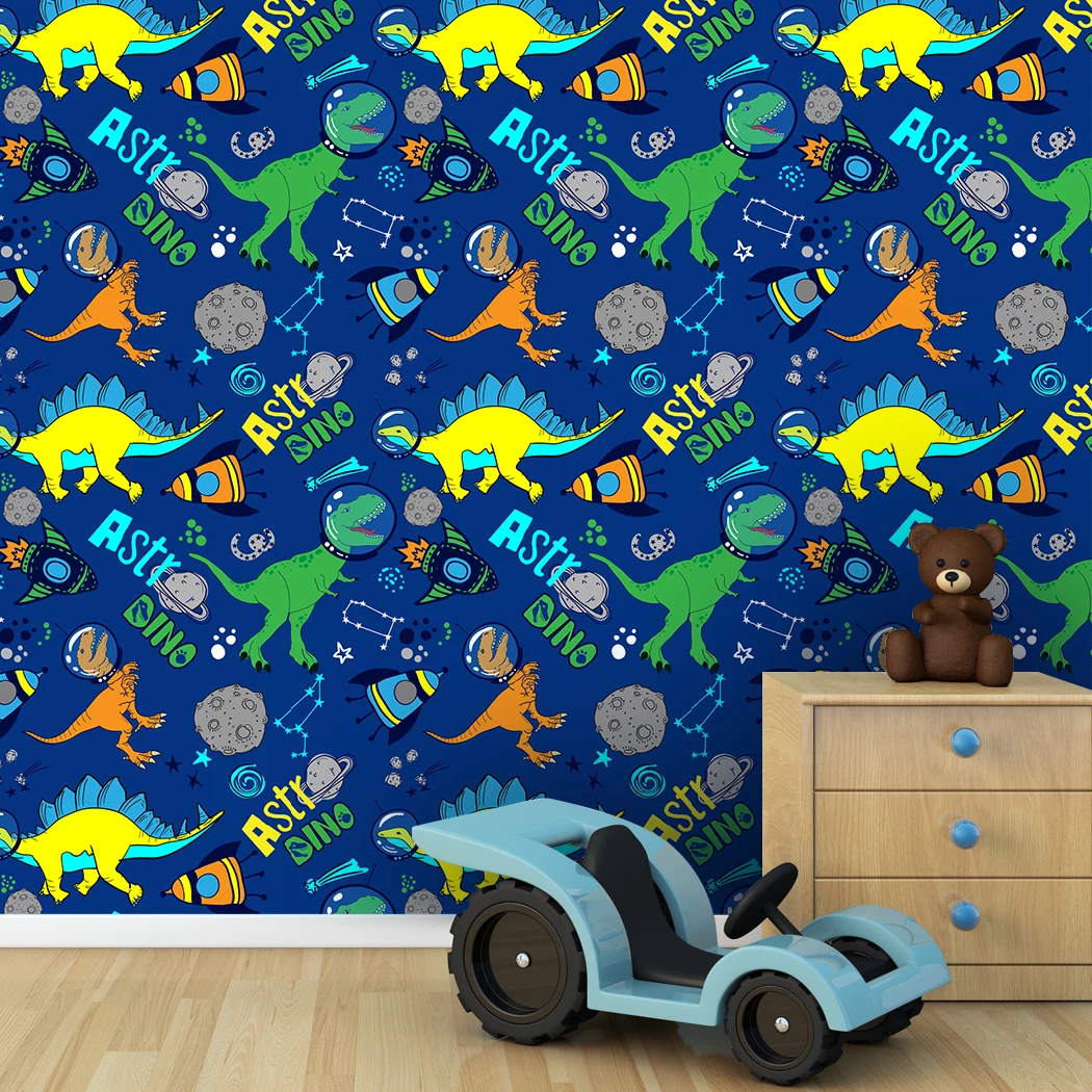 Watercolour Dinosaur Kids Self Adhesive Wallpaper Wall Decals Peel and Stick Removable Wall Stickers for Kids Nursery Bedroom