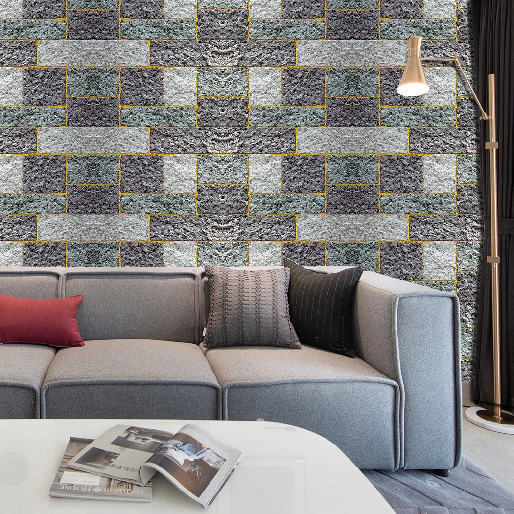 HaoHome Brick Wallpaper Peel and Stick Wallpaper Roll Stone Brick Self Adhesive Wallpaper Mural Wall Stickers for Living Room