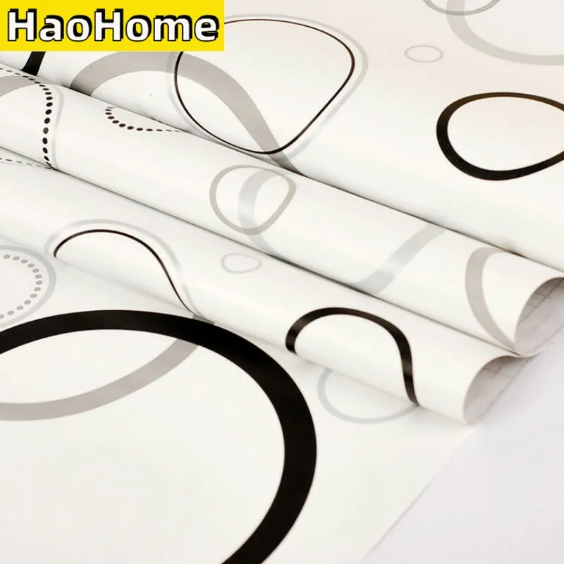 Black and White Self Adhesive Contact Paper Vinyl Circle Peel and Stick Wallpaper Removal Waterproof for Drawer Home Decor