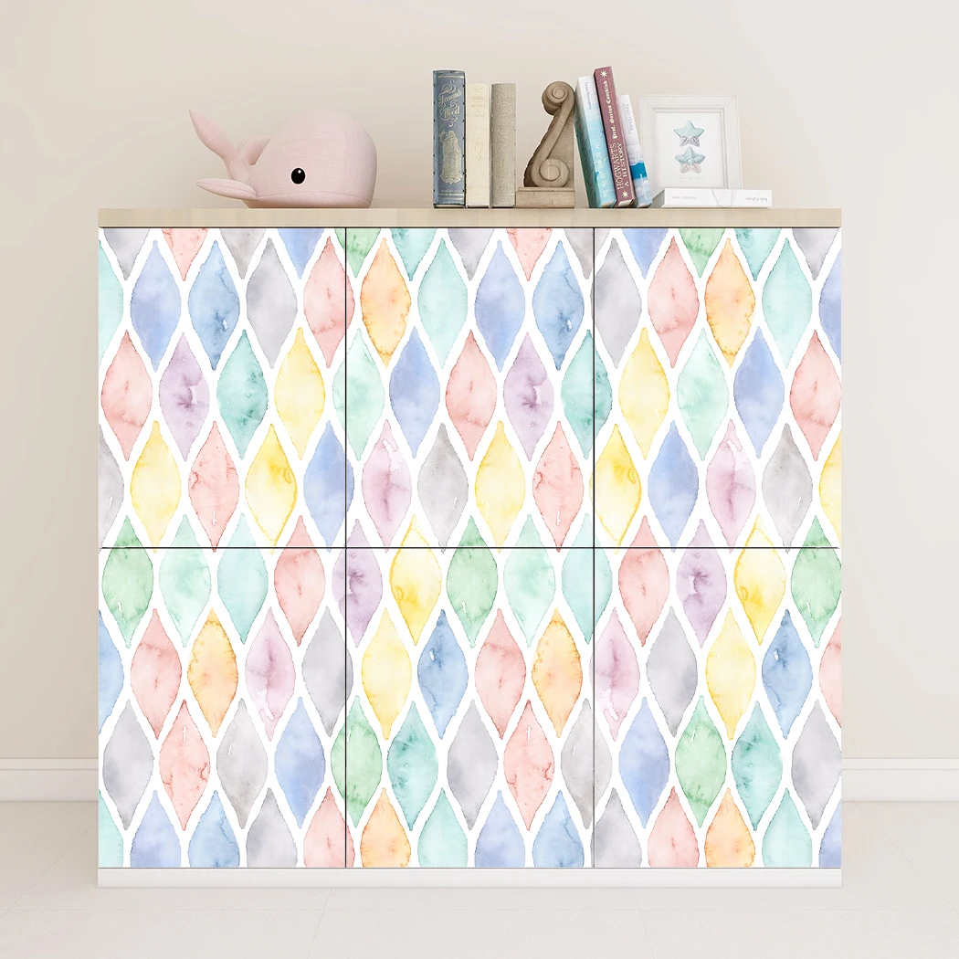 Multi Color Geometric Self-adhesive Wallpaper Colorful Arc Removable Peel and Stick Wallpaper for Nursery Kids Room Decor