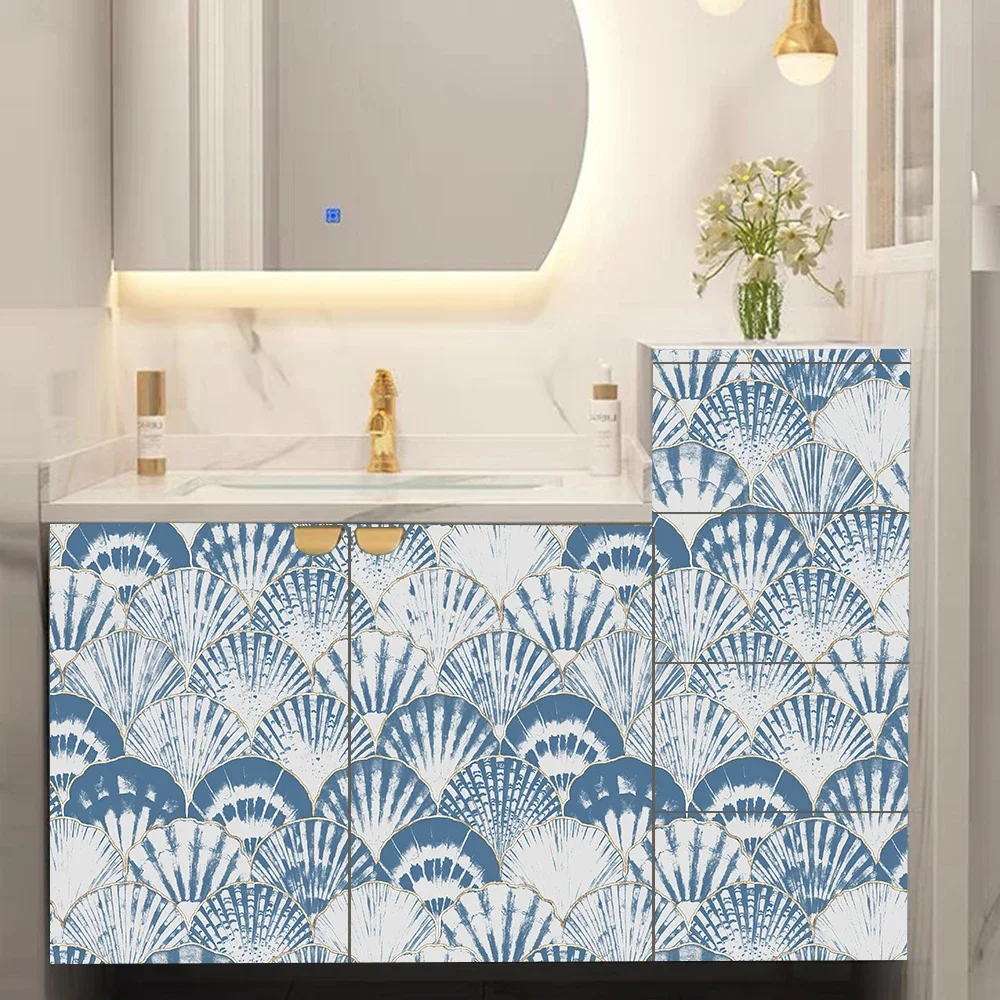 Peel and Stick Wallpaper Diy Self-Adhesive Home Furniture Renovation Sticker Fan-Shaped Shell Background Kitchen Contact Paper