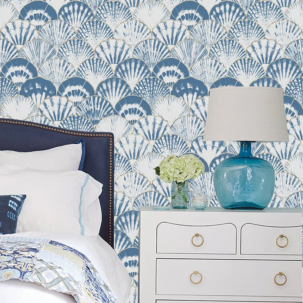 Peel and Stick Wallpaper Diy Self-Adhesive Home Furniture Renovation Sticker Fan-Shaped Shell Background Kitchen Contact Paper