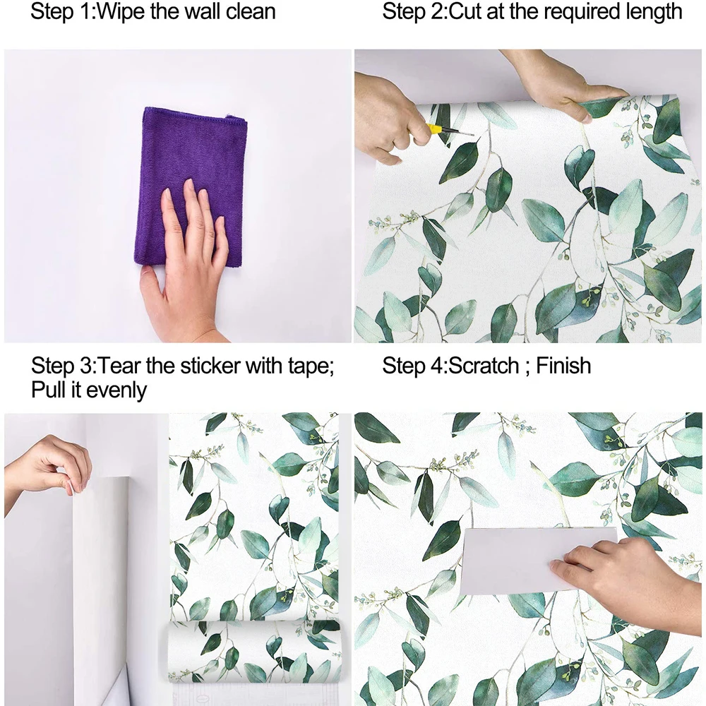 Vinyl Green Leaf Peel and Stick Wallpaper Self Adhesive Contact Paper Removable Waterproof Wallpaper For Furniture Renovation