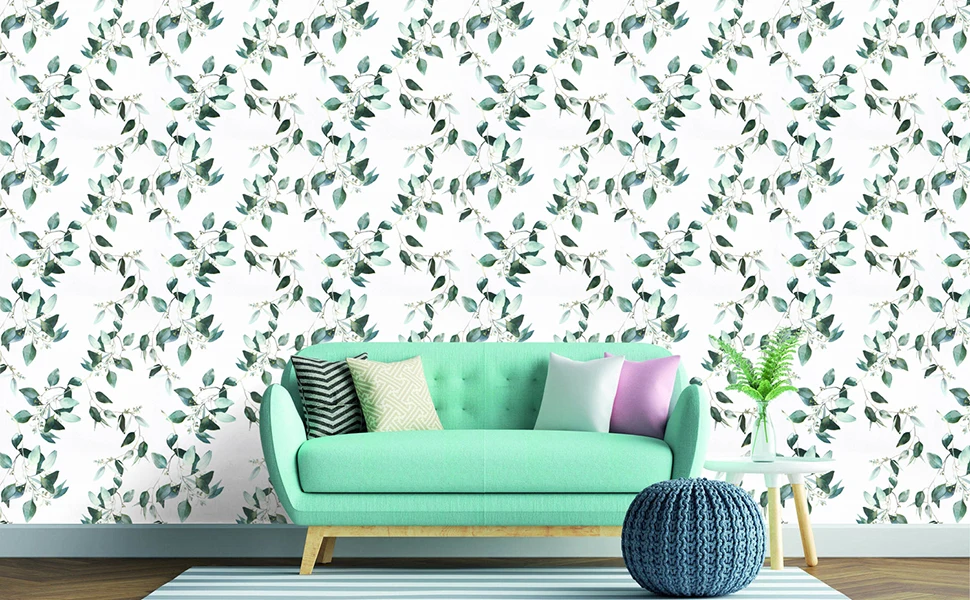 Vinyl Green Leaf Peel and Stick Wallpaper Self Adhesive Contact Paper Removable Waterproof Wallpaper For Furniture Renovation