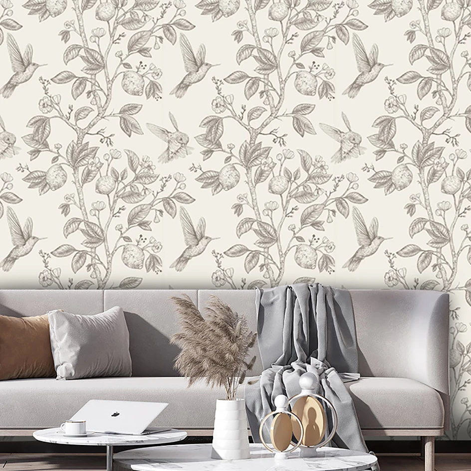 Ink Birds Vinyl Wall Decoration Self Adhesive Wallpaper for Bedroom Cabin Removable Woodpecker/Roses Peel and Stick Wall Sticker